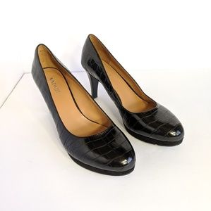 Nine West Ashdown Croc Embossed Leather Pumps 10M